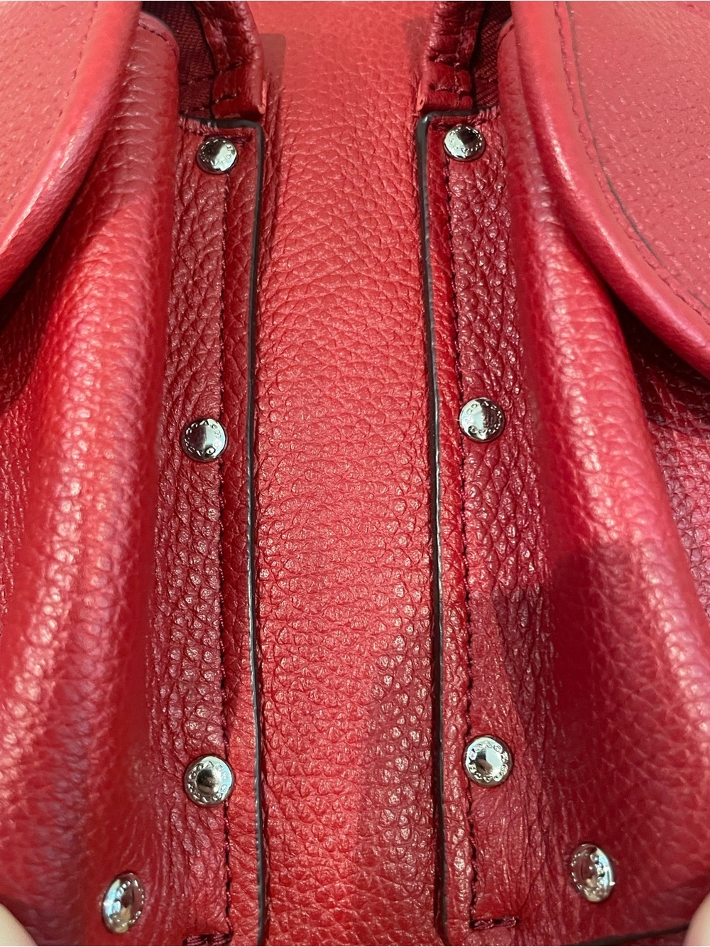 Coach EUC Red Pebble Leather Turnlock Backpack with stud pocket detail. ♥️ - Picture 12 of 16